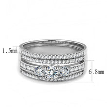 DA062 - High polished (no plating) Stainless Steel Ring with AAA Grade CZ  in Clear