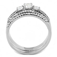 DA062 - High polished (no plating) Stainless Steel Ring with AAA Grade CZ  in Clear