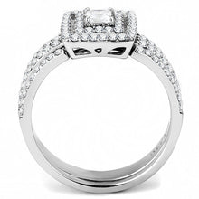 DA064 - High polished (no plating) Stainless Steel Ring with AAA Grade CZ  in Clear