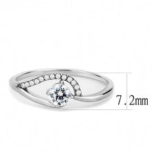 DA105 - High polished (no plating) Stainless Steel Ring with AAA Grade CZ  in Clear