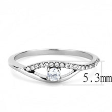 DA108 - High polished (no plating) Stainless Steel Ring with AAA Grade CZ  in Clear