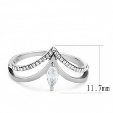 DA109 - High polished (no plating) Stainless Steel Ring with AAA Grade CZ  in Clear