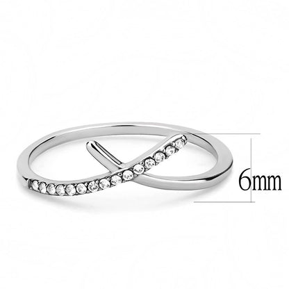 DA112 - High polished (no plating) Stainless Steel Ring with AAA Grade CZ  in Clear