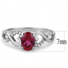 DA119 - High polished (no plating) Stainless Steel Ring with AAA Grade CZ  in Ruby