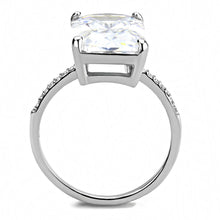 DA131 - High polished (no plating) Stainless Steel Ring with AAA Grade CZ  in Clear