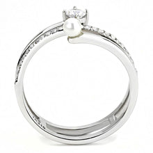 DA134 - High polished (no plating) Stainless Steel Ring with AAA Grade CZ  in Clear