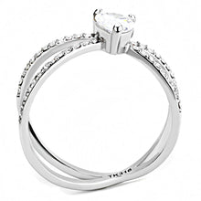 DA135 - High polished (no plating) Stainless Steel Ring with AAA Grade CZ  in Clear