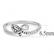 DA142 - High polished (no plating) Stainless Steel Ring with AAA Grade CZ  in Clear