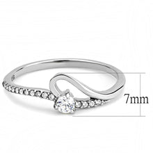 DA148 - High polished (no plating) Stainless Steel Ring with AAA Grade CZ  in Clear