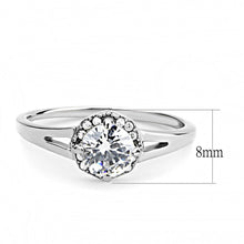 DA150 - High polished (no plating) Stainless Steel Ring with AAA Grade CZ  in Clear