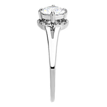 DA150 - High polished (no plating) Stainless Steel Ring with AAA Grade CZ  in Clear