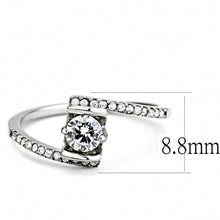 DA151 - High polished (no plating) Stainless Steel Ring with AAA Grade CZ  in Clear