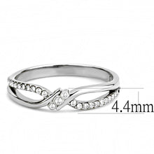 DA156 - High polished (no plating) Stainless Steel Ring with AAA Grade CZ  in Clear