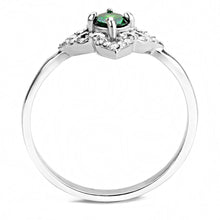 DA168 - High polished (no plating) Stainless Steel Ring with AAA Grade CZ  in Emerald