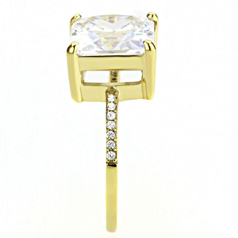 DA172 - IP Gold(Ion Plating) Stainless Steel Ring with AAA Grade CZ  in Clear