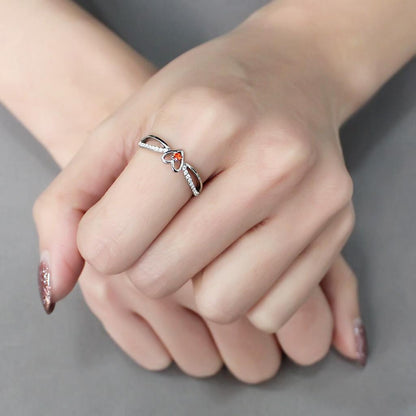 DA235 - High polished (no plating) Stainless Steel Ring with AAA Grade CZ  in Orange