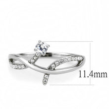 DA240 - High polished (no plating) Stainless Steel Ring with AAA Grade CZ  in Clear