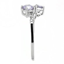 DA244 - High polished (no plating) Stainless Steel Ring with AAA Grade CZ  in Light Amethyst