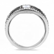 DA257 - High polished (no plating) Stainless Steel Ring with AAA Grade CZ  in Clear