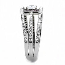 DA257 - High polished (no plating) Stainless Steel Ring with AAA Grade CZ  in Clear