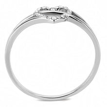 DA259 - High polished (no plating) Stainless Steel Ring with AAA Grade CZ  in Clear