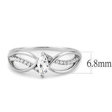 DA262 - High polished (no plating) Stainless Steel Ring with AAA Grade CZ  in Clear