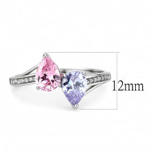 DA270 - High polished (no plating) Stainless Steel Ring with AAA Grade CZ  in Multi Color