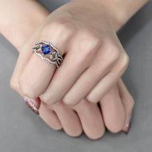 DA272 - High polished (no plating) Stainless Steel Ring with Synthetic Spinel in London Blue