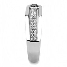 DA286 - High polished (no plating) Stainless Steel Ring with AAA Grade CZ  in Black Diamond