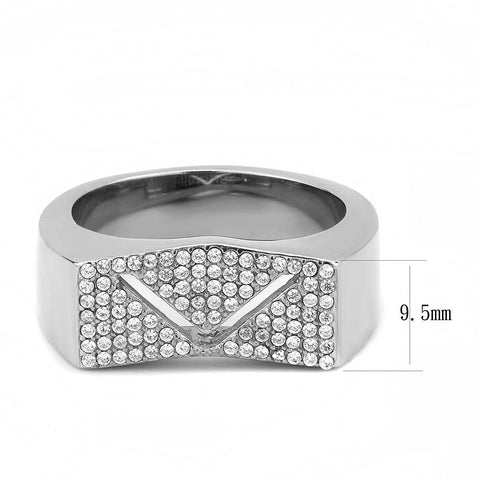 DA303 - No Plating Stainless Steel Ring with AAA Grade CZ  in Clear