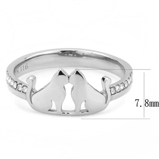 DA309 - No Plating Stainless Steel Ring with AAA Grade CZ  in Clear