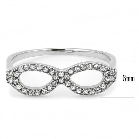 DA315 - No Plating Stainless Steel Ring with AAA Grade CZ  in Clear