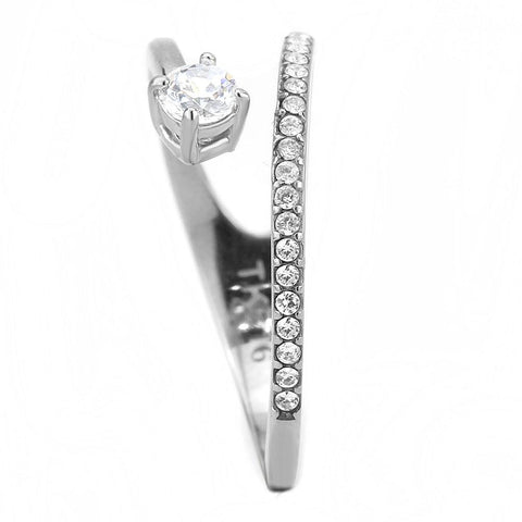 DA316 - No Plating Stainless Steel Ring with AAA Grade CZ  in Clear