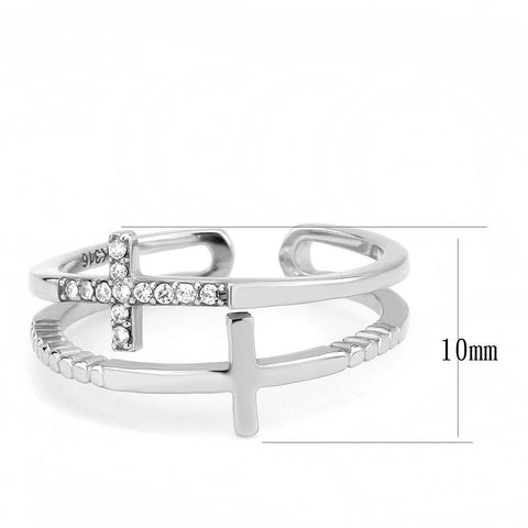 DA319 - No Plating Stainless Steel Ring with AAA Grade CZ  in Clear