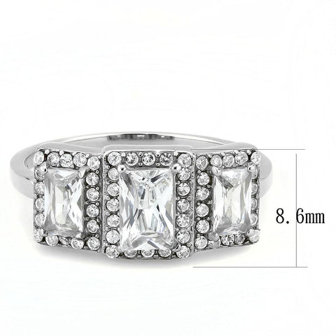 DA322 - No Plating Stainless Steel Ring with AAA Grade CZ  in Clear