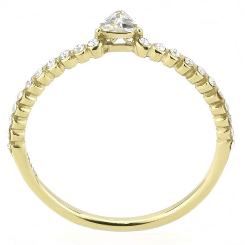 DA323 - IP Gold(Ion Plating) Stainless Steel Ring with AAA Grade CZ  in Clear