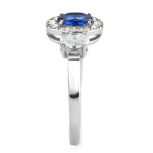 DA337 - No Plating Stainless Steel Ring with Synthetic Spinel in London Blue