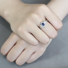 DA337 - No Plating Stainless Steel Ring with Synthetic Spinel in London Blue