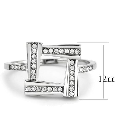 DA341 - No Plating Stainless Steel Ring with AAA Grade CZ  in Clear