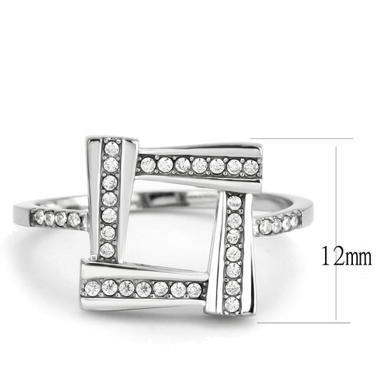 DA341 - No Plating Stainless Steel Ring with AAA Grade CZ  in Clear