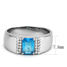 DA344 - No Plating Stainless Steel Ring with Synthetic Synthetic Glass in Sea Blue