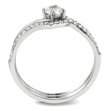 DA350 - High polished (no plating) Stainless Steel Ring with AAA Grade CZ  in Clear