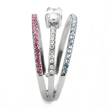 DA386 - High polished (no plating) Stainless Steel Ring with AAA Grade CZ  in Multi Color