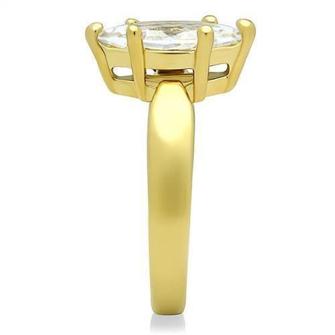 TK1673 - IP Gold(Ion Plating) Stainless Steel Ring with AAA Grade CZ  in Clear