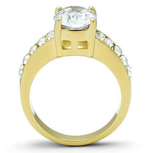 TK1675 - IP Gold(Ion Plating) Stainless Steel Ring with AAA Grade CZ  in Clear