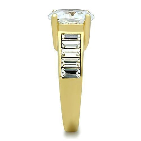 TK1675 - IP Gold(Ion Plating) Stainless Steel Ring with AAA Grade CZ  in Clear