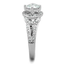 TK1681 - High polished (no plating) Stainless Steel Ring with AAA Grade CZ  in Clear