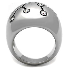 TK1685 - High polished (no plating) Stainless Steel Ring with Top Grade Crystal  in White AB
