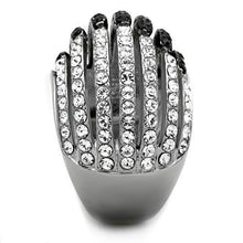 TK1686 - Two-Tone IP Black Stainless Steel Ring with Top Grade Crystal  in Jet