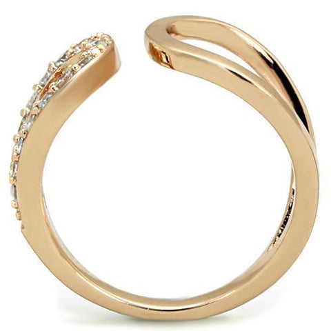 TK1694 - IP Rose Gold(Ion Plating) Stainless Steel Ring with AAA Grade CZ  in Clear